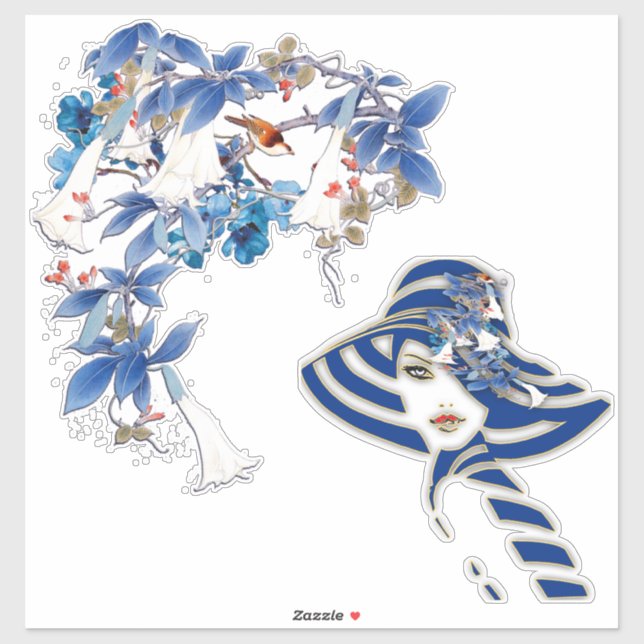 Adesivo Moonflower, Cor Branca Ilustrada (Folha)