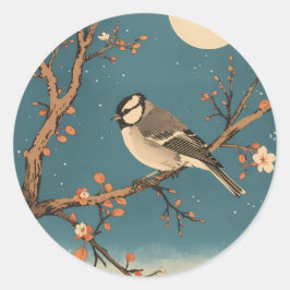 Adesivo Moonlit Bird on Blossom Branch Stickers