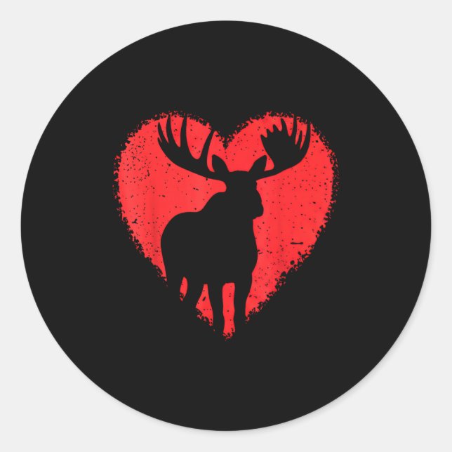 Adesivo Moose Lover Valentines Day Cute Red Heart Wild Ani (Frente)