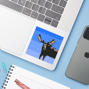 Adesivo Moose no inverno - Arte original sobre a vida selv