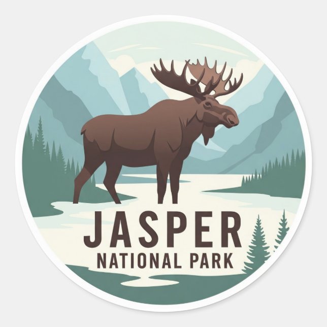 Adesivo Moose no Parque Nacional de Jasper, Viagem Canadá (Frente)
