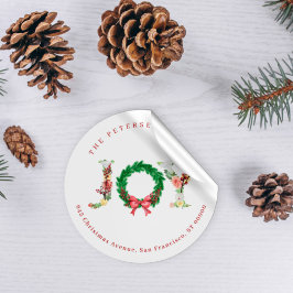 Adesivo Morada da família da coroa de Natal de alegria ele