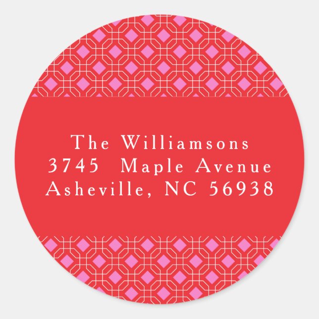 Adesivo Morada de devolução de Natal rosa-rosa vermelho do (Frente)