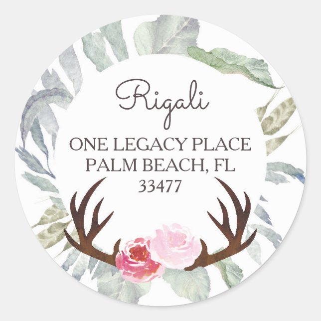 Adesivo Morada de devolução de Rosas Rosa Deer Antler (Frente)