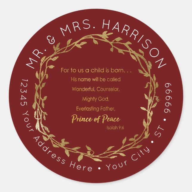 Adesivo Morada de Escritura Cristã Dourada e Vermelha Nata (Frente)