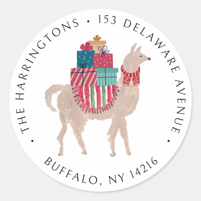 Adesivo Morada Ilustrada Mão De Alpaca De Natal (Frente)