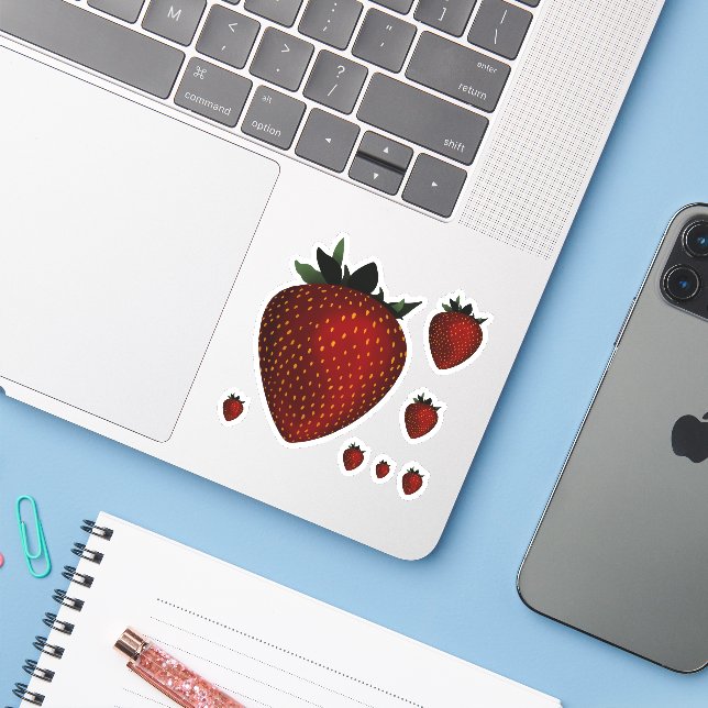 Adesivo morango (Notebook com iPhone)