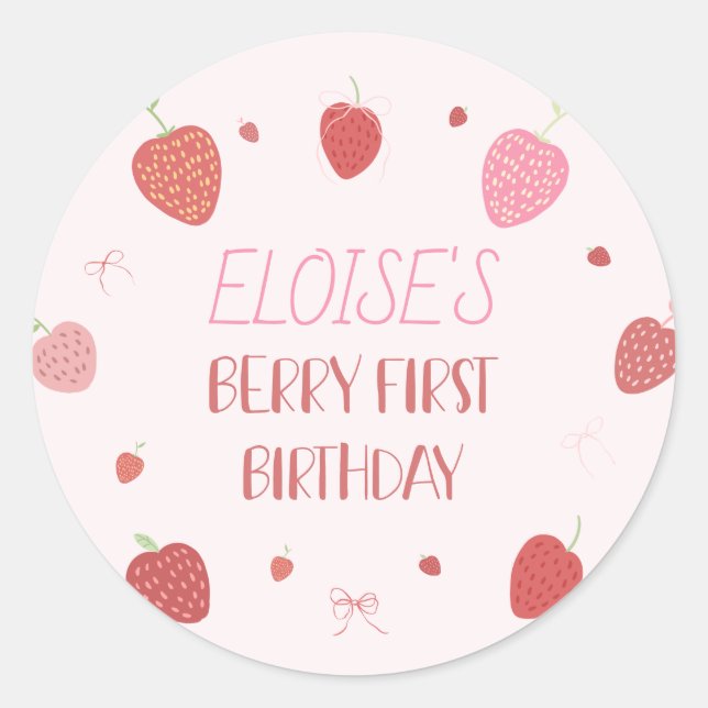 Adesivo Morango 1rua Berry Primeiro Aniversário (Frente)