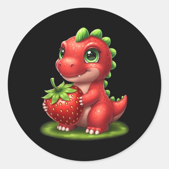 Adesivo Morango Cinto Fruta de Verão Dinossauro T Rex (Frente)