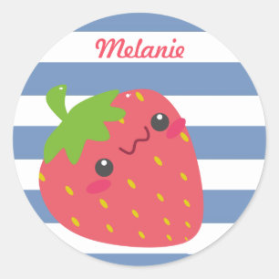 Adesivo Morango Cute Kawaii Striped Personalizada
