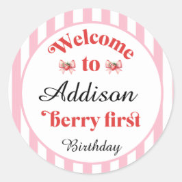 Adesivo Morango e arco Berry Primeiro Aniversário
