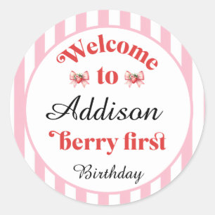 Adesivo Morango e arco Berry Primeiro Aniversário