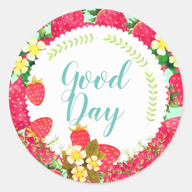 Adesivo Morango. Personalizado. Branca. (Frente)