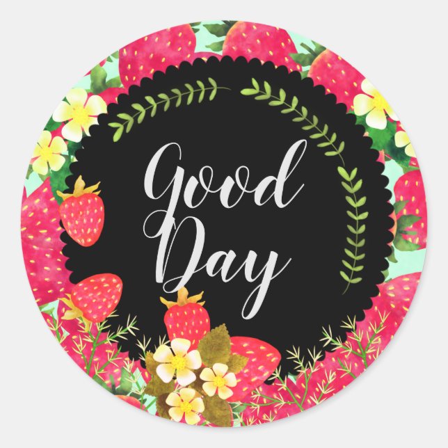 Adesivo Morango. Personalizado. Preto. (Frente)