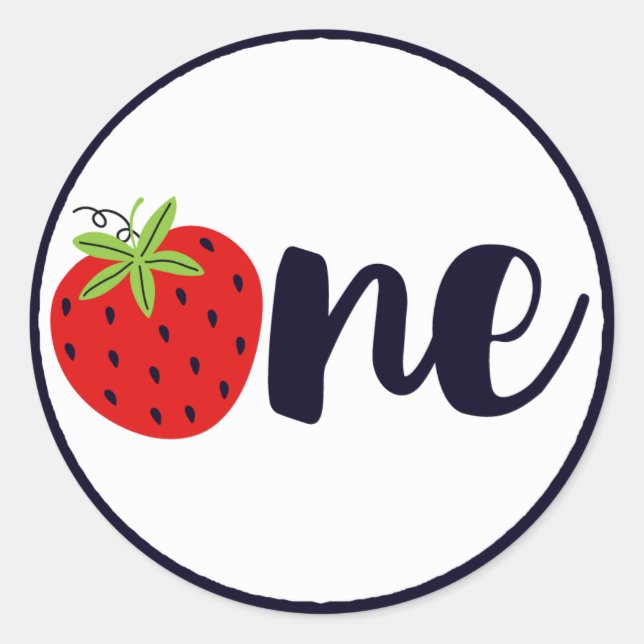 Adesivo Morango Um Aniversário Garota Bebê 1 rua Primeira  (Frente)