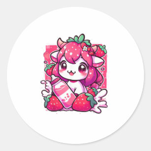Adesivo Morango Vaca Kawaii Anime Morango Leite _2_1
