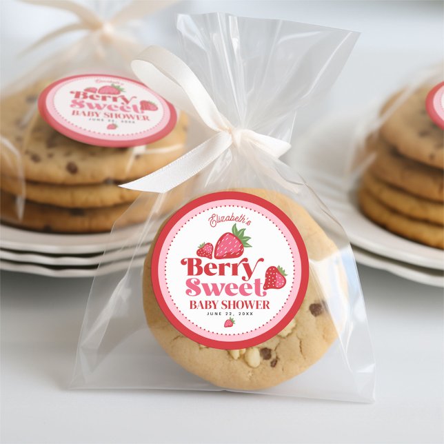 Adesivo Morango Vermelho Cor-de-rosa Berry Chá de fraldas  (Criador carregado)