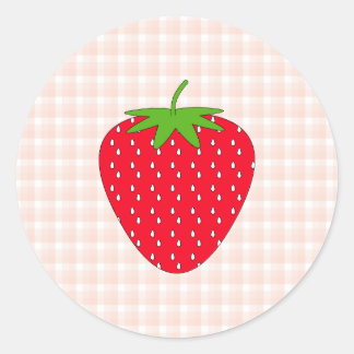 Adesivo Morango Vermelho na Gingham Check.