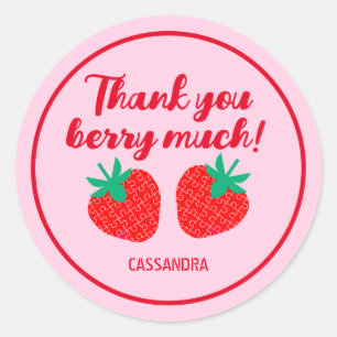 Adesivo Morango Vermelho Rosa Muito Obrigado