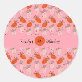 Adesivo Morangos Brancos Cor-de-Rosa