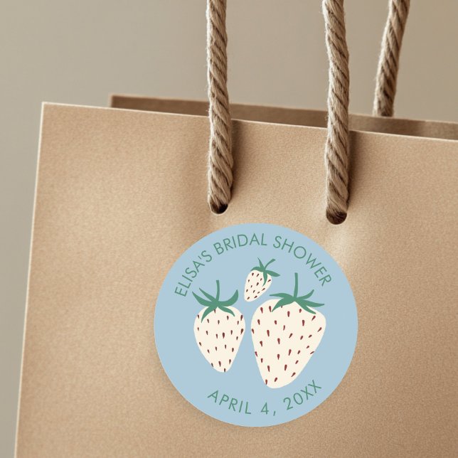 Adesivo Morangos Brancos Pineberry CHUVA DE PRESENTES NOIV (White Strawberry Pineberry BRIDAL SHOWER Custom Classic Round Sticker
)