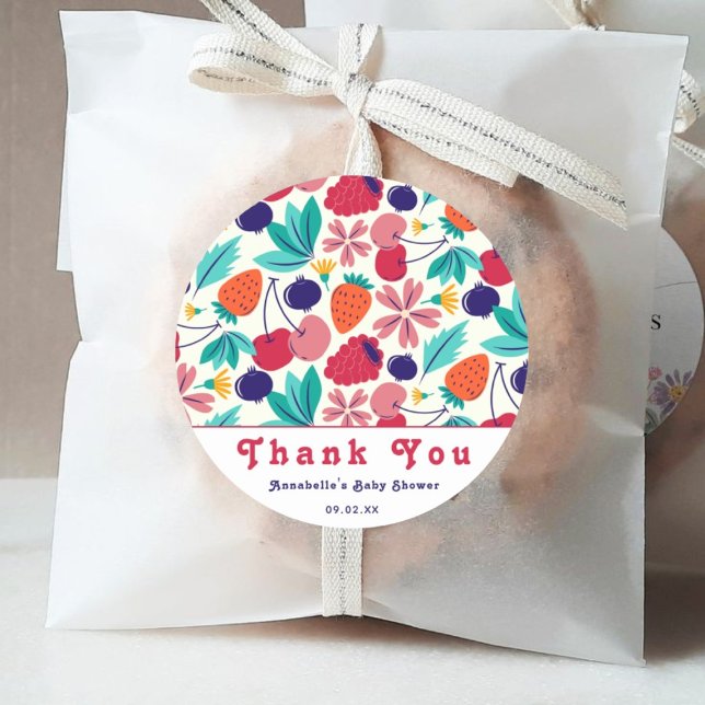 Adesivo Morangos Chá de fraldas Tropical (Criador carregado)