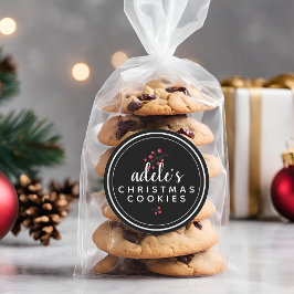 Adesivo Morangos de Natal Preto e Branco Personalizados