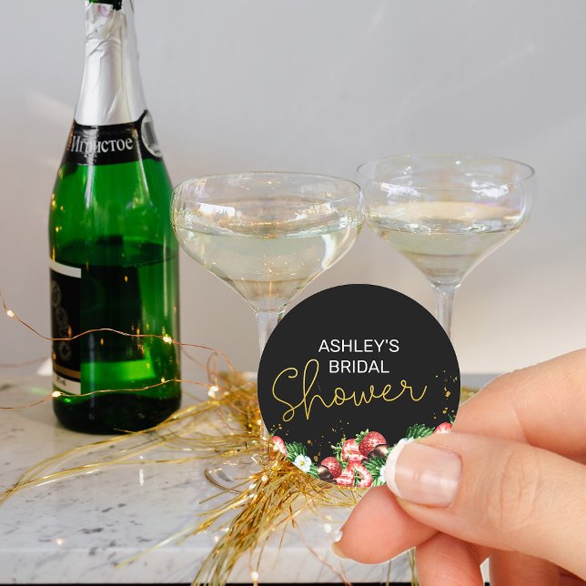 Adesivo Morangos e Flores para Chá de Noiva (Bridal shower stickers from my Strawberries and Champagne bridal shower collection)