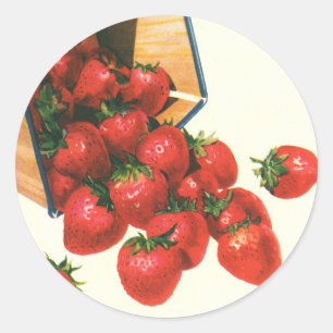 Adesivo Morangos na cesta, bagas do vintage da fruta da