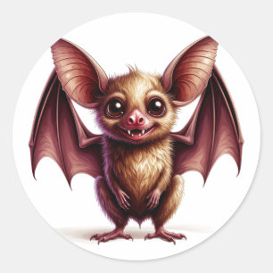 Adesivo Morcego de desenho animado fofo com sorriso amigáv