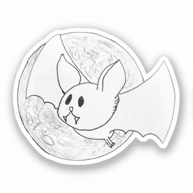 Adesivo Morcego Fofo e Halloween da Lua Cheia (Frente)