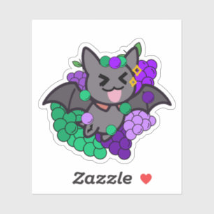 Adesivo Morcego Kawaii Feliz com Uvas Roxas - Fr