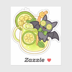 Adesivo Morcego Kawaii Fofo com Coquetel de Limonada