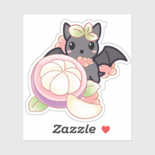Adesivo Morcego Kawaii Fofo com Mangostim Exótico