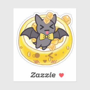Adesivo Morcego Kawaii Fofo e Tigelinha de Limão Gelado
