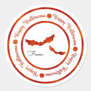 Adesivo Morcegos Feliz Dia das Bruxas Laranja Brilho Festa
