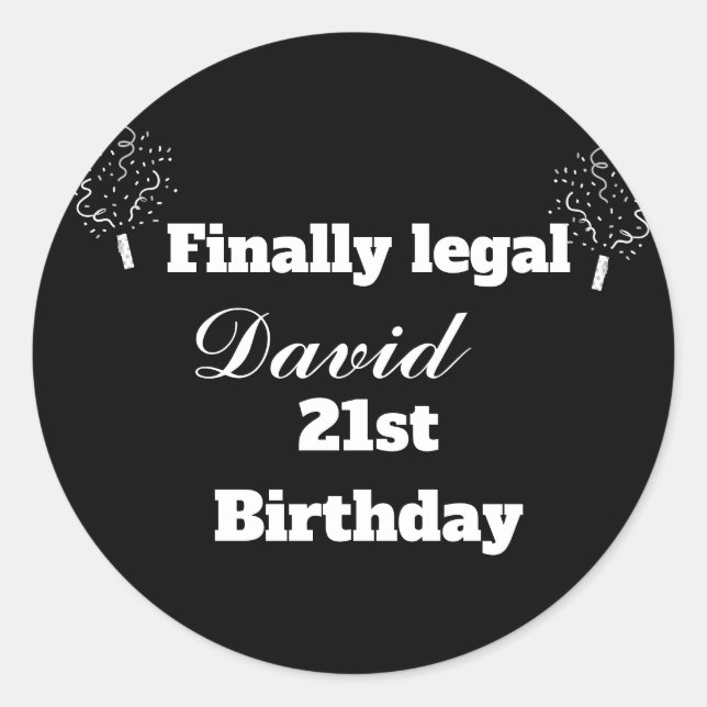 Adesivo Mordern Elegant Black Finalmente aniversário de 21 (Frente)