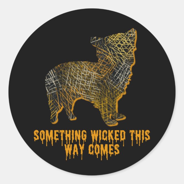 Adesivo Morkie Designer Dog Silhout Diversão Halloween (Frente)