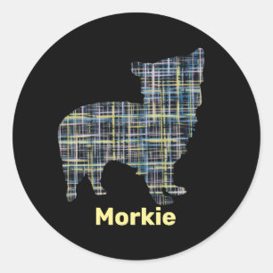Adesivo Morkie Dog Yellow & Blue Grid Stickers