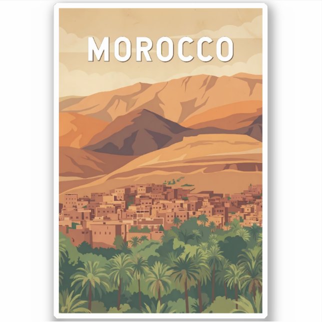 Adesivo Morocco Illustration Travel Art Vintage (Frente)