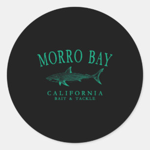 Adesivo Morro bay california tubarão vintage arte azul-pet
