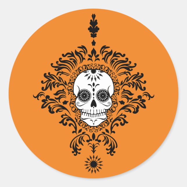Adesivo Morto Damask - Chic Sugar Skull Stickers (Frente)