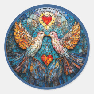Adesivo Mosaico Artístico de Pássaros e Corações Demonstra