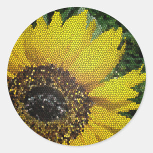 Adesivo Mosaico de Girassol Amarelo Close‑Up Design Floral
