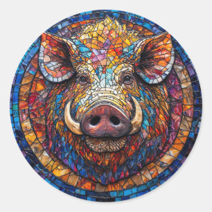 Adesivo Mosaico de Javali com Arte Geométrica Única