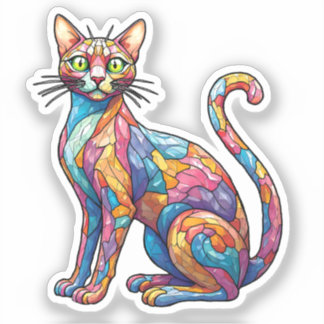 Adesivo Mosaico Multicolor, engraçado Cat 756