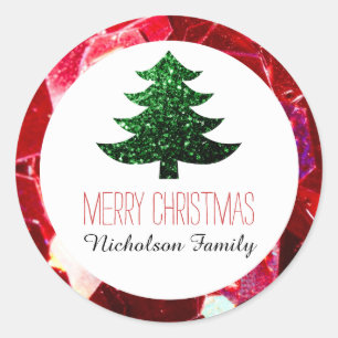 Adesivo Mosaico vermelho Árvore de Natal Verde brilha com 