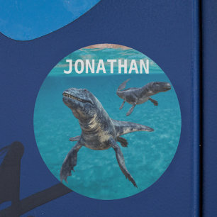 Adesivo Mosasaur Água Dinossauro Monograma nome 