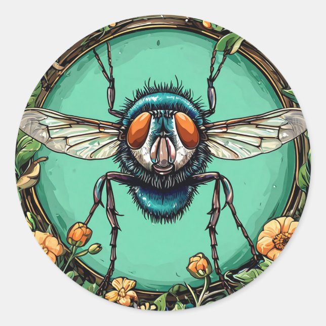 Adesivo Mosca de desenho animado divertida estética lúdica (Frente)