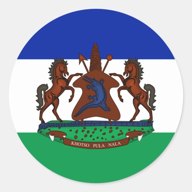 Adesivo Mosotho Flag & Casaco de Braços, Flag of Lesotho (Frente)